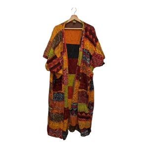 Karma Nepal Patchwork Cotton Kimono Cardigan Boho Festival